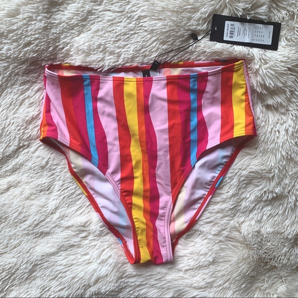 ASOS Stripe High Waist Bikini Bottom - Picture 2 of 2